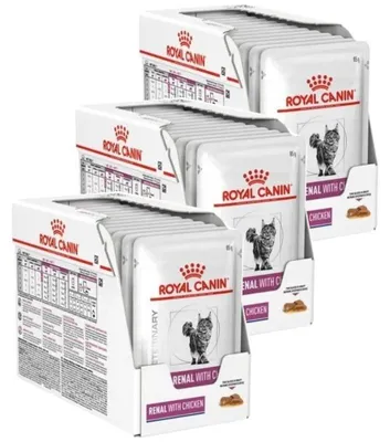 Produktbild von Royal Canin Veterinary Renal 36x85g Nassfutter mit Huhn in Soße für Katzen mit Nierenversagen Beugt Nierensteinbildung vor