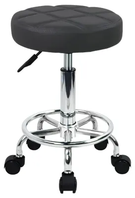 Immagine prodotto di Sgabello a rotelle girevole - Altezza regolabile 49,5-65 cm - Ecopelle - Grigio - Per ufficio, cucina e postazione di lavoro