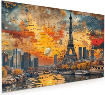 Produktbild von Küchenrückwand Spritzschutz Glas mit Motiv Eiffelturm Skyline 40 x 40 cm