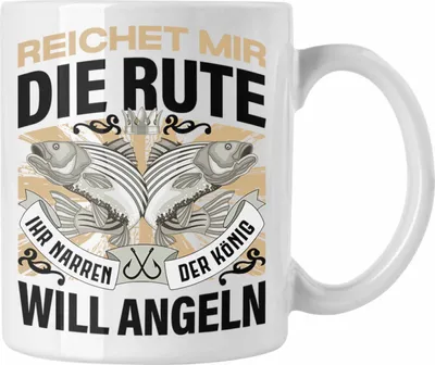 Produktbild von Trendation - Angler Tasse Geschenk Männer Spruch Lustig für Fischer Geschenkidee Angeln Fischen (Weiß)