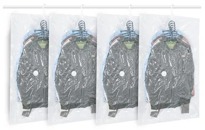 Produktbild von Vakuumbeutel zum Aufhängen 4 Stück 105x70cm Kleiderschrank Organizer Platzsparend Wiederverwendbar