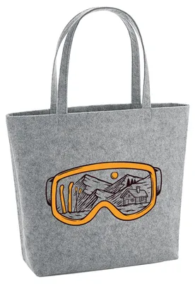 Produktbild von Huuraa Filzshopper Ski Skibrille 22 Liter Grey Melange Filztasche Geschenkidee