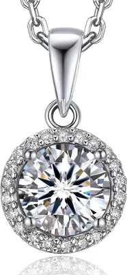 Immagine prodotto di Collana in argento da donna 925 con ciondolo in moissanite 1 carato aureola