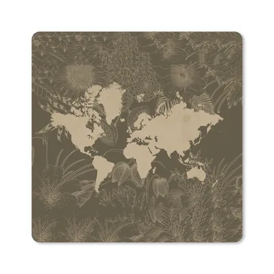 Produktbild von MuchoWow® Mauspad Mousepad Weltkarte - Pflanzen - Braun 20x20 cm - Mousepads - Maus Mat - Pad - Mausunterlage - Desk Mat - Bureauartikeln