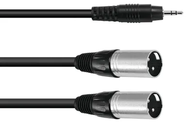 Produktbild von OMNITRONIC Adapterkabel 3,5 Klinke/2xXLR(M) 3m sw