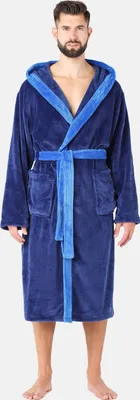 Produktbild von Ladeheid Herren Bademantel lang mit Gürtel LA40-221 (Dunkelblau/Blau, XXL)
