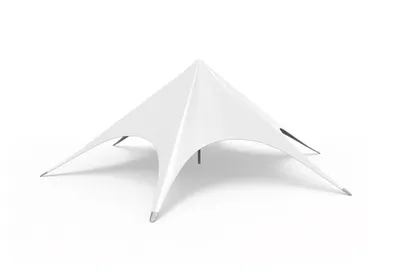 A white starshade tent on a white background.