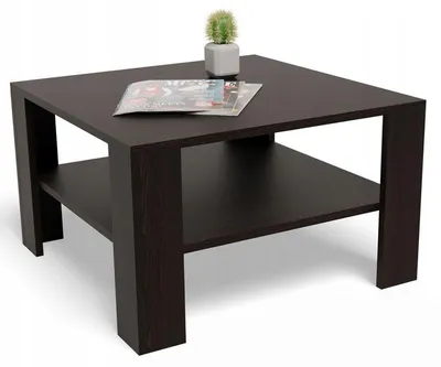 Produktbild von MATKAM Elegante Couchtisch 68x68 cm NIEDRIG EX3, Minimalistisches Design, ideal für Wohn- und Arbeitsräume,  einfache Montage (Wenge)