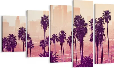 Produktbild von Bild auf Leinwand - Leinwandbild - 5 Teile - Elche Angeles Palmen - 100x60cm - Wand Bild - Wanddeko - Wandbilder - Leinwanddruck - Bilder - Wanddekoration - Leinwand bilder - Wandbild - EG100x60-4285