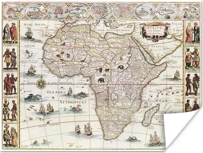 Produktbild von MuchoWow® Poster Karte - Jahrgang - Afrika 160x120 cm - Foto Plakat