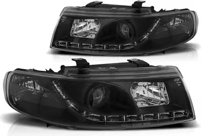 Obrázok produktu pre LED svetlomety s dizajnom denných svetiel, vhodné pre Seat Leon 1M / Toledo 1M 99–06, čierne