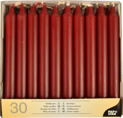 Obrázok produktu pre Papstar Tafelkerzen bordeaux 21 x 196 mm 30 Stück