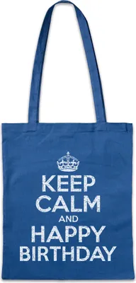 Produktbild von Urban Backwoods Keep Calm And Happy Birthday, Stofftasche, Farbe: Royalblau