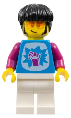 Productafbeelding van LEGO Minifiguur: Gitarist - Man, donkerblauw shirt met beker (fst044)