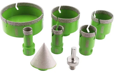 Produktbild von Diamant Fliesenbohrer Set 20-100mm Lochsäge 8 Stücke mit Fingerfräser & Adapter für Granit Marmor