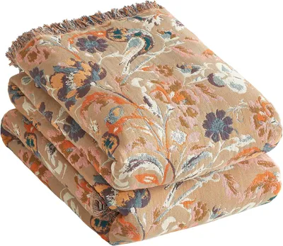 Obrázok produktu pre Dekoračná prikrývka v boho štýle, 100% bavlna, 200 x 230 cm, s frnčekmi, vhodná do obývačky