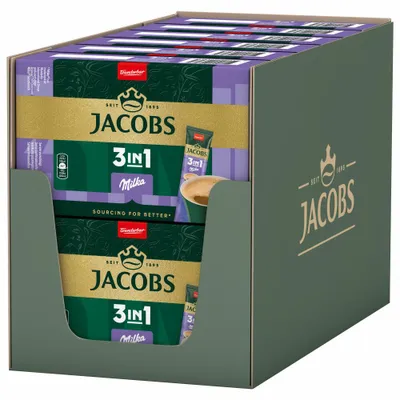 Produktbild von Jacobs 3in1 Milka, Instant-Kaffee mit Kakao, löslicher Bohnenkaffee, 12 x 10 Sticks