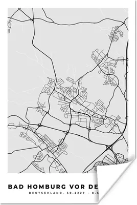 Produktbild von MuchoWow® Poster Bad Homburg Vor Der Höhe - Stadtplan - Deutschland - Karte 40x60 cm - Plakate für die Wand - Poster Babyzimmer
