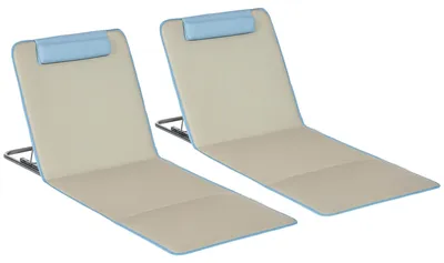 Produktbild von 2er-Set Strandmatte, verstellbar, faltbar, 124L x 53B x 37-50H cm, Beige