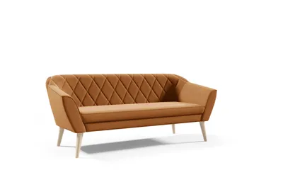 Produktbild von GUTTO Sofa 3 Sitzer -- FOX -- Hellbraun Sitzbank Samt Holzfüße Schnelle Lieferung skandinavischer Stil - schöne Steppung
