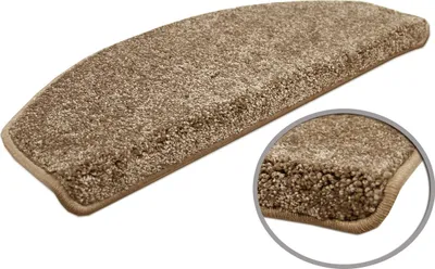 Produktbild von Velours-Stufenmatte Triumph Taupe (halbrund) in 2 Größen, Größe / Menge:18x56 cm = 1 Stck.