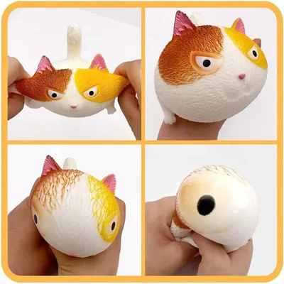 Productafbeelding van Grappig katvormig stressbal, ideaal om stress te verminderen. Knuffelbaar speelgoed, perfect als cadeau voor kinderen en volwassenen