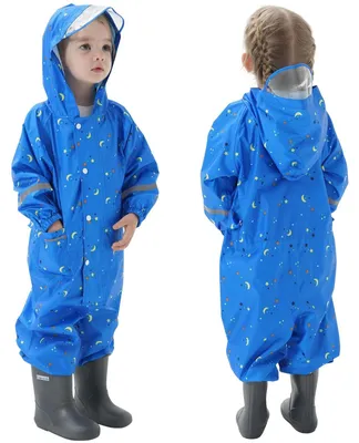 Imagen del producto de Omgoods - Traje de lluvia impermeable para niños, modelo integral con estampado de dibujos animados, para edades de 1 a 10 años