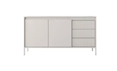 Produktbild von SENSO Kommode 153 cm | Beige mit geriffelter Front | 2 Türen 3 Schubladen | Modernes Design