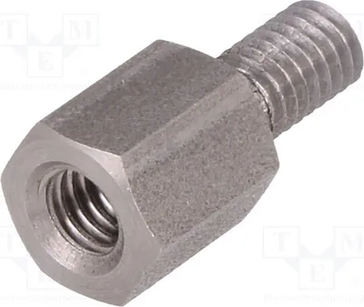 Immagine prodotto di 10 distanziatori con filettatura, diametro interno 8 mm: M4, diametro esterno: M4, codice prodotto: 246X08. Distanziatori