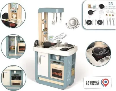 Produktbild von Smoby Kinderküche Bon Appetit, 23 Zubehörteile, Soundeffekte, Elektronische Kochplatten, Ab 3 Jahren