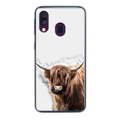 Produktbild von MuchoWow® Handyhülle Schutzhülle Hülle für Samsung Galaxy A40 Schottischer Highlander - Farbe - Grau Silikon Softcase Handy Hülle - Handy-Tasche