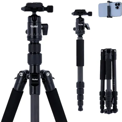 Zdjęcie produktu dla Rollei Compact Traveler No. 1 Carbon, 3 x noga, Czarny, 142 cm, 980 g