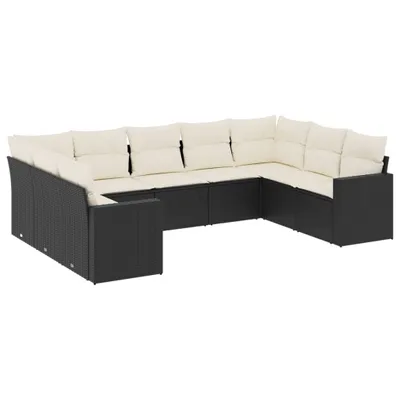 Produktbild von vidaXL 9-tlg. Garten-Sofagarnitur mit Kissen Schwarz Poly Rattan
