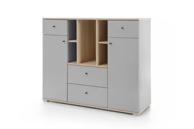 Produktbild von KINDERKOMMODE OLAF 04 120/40/100 in Platin Grau / Biskuit Eiche