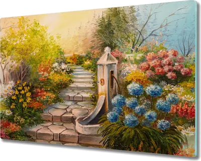 Produktbild von Coloray Hackbrett Küchenbrett Kochplattenabdeckung Schneidebrett Herdabdeckplatte 80x52 cm - Natur Blumen Baum Sonne