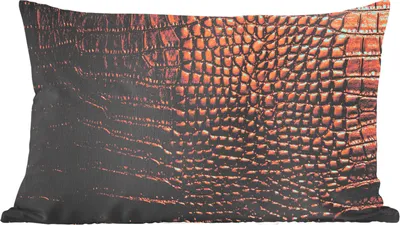 Produktbild von MuchoWow® Zierkissen Sofakissen Wohnzimmer Dekokissen 50x30 cm Das braune Leder eines Krokodils - Wohnzimmerdekoration - Polster mit Photo