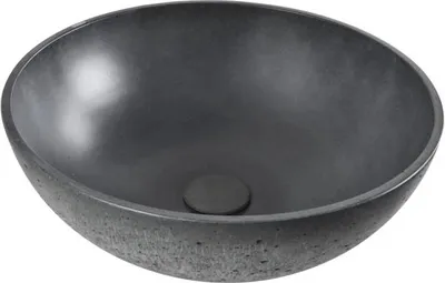 Produktbild von SAT Aufsatzwaschbecken Beton ohne Überlauf mit Ablaufgarnitur 42 cm x 42 cm, anthrazit