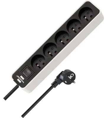 Zdjęcie produktu dla Brennenstuhl 1153254520, 5 m, Wewnętrzna, IP20, Czarny, Biały, 5 x gniazdo sieciowe, 230 V
