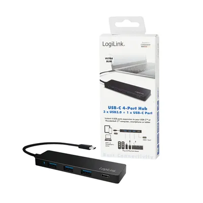 Immagine prodotto di Logilink USB 3.1 HUB 3+1-port Type-C schwarz