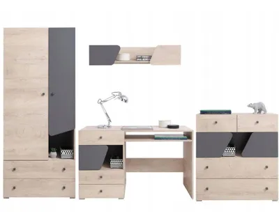 Produktbild von JUGENDZIMMER - SET DARLA A 4-teilig Eiche/Anthrazit