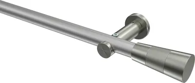 Produktbild von Interdeco Gardinenstange / Vorhangstange Silbergrau / Edelstahl-Optik, Typ Platon Tanara (Konus) ohne Ringe, 20 mm Ø 1-läufig, 160 cm
