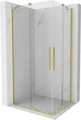 Produktbild von Mexen Velar Duo ausziehbare Duschabtrennung 90 x 80 cm, transparent, Gold gebürstet - 871-090-080-02-55
