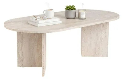 Produktbild von Wohnzimmertisch Elain, Niedriger Wohnzimmertisch, Kaffeeregal, Couchtisch für Sofa, 119x60 h40 cm, Beige