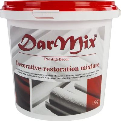 Produktbild von 1,5 kg Spachtelmasse für Fassadenprofile und Stuckprofile - Acryl Basis, gebrauchsfertig für Fassadenprofile von Prestige Decor - 1 Eimer DarMix grob