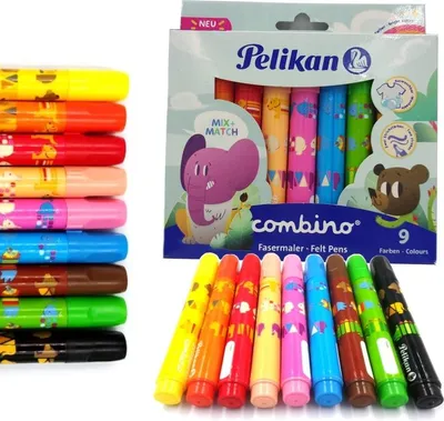Produktbild von Pelikan Combino Super 411 - 9 Farben - Mehrfarben - Rund - Junge/Mädchen - 9 Stück(e) - Karton mit Aufhänger