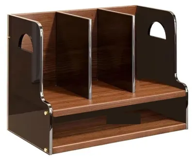 Image de Étagère de bureau en bois avec plusieurs niveaux