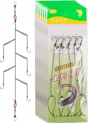 Produktbild von Angel-Grundmontage Set mit 5 Haken Größe 8 für Karpfen Brassen Amur