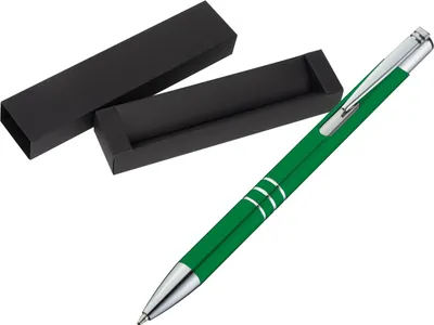 Produktbild von Kugelschreiber aus Metall / mit Pappetui / Farbe: grün