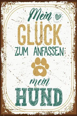 Produktbild von vianmo Holzschild 18x12 cm Mein Glück zum Anfassen mein Hund