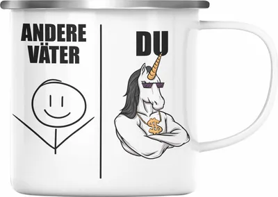 Produktbild von Trendation - Bester Vater Emaille Tasse Geschenk mit Spruch Vatertag Geschenkidee von Sohn für Papa Emaille Emaille Tasse (Silber)